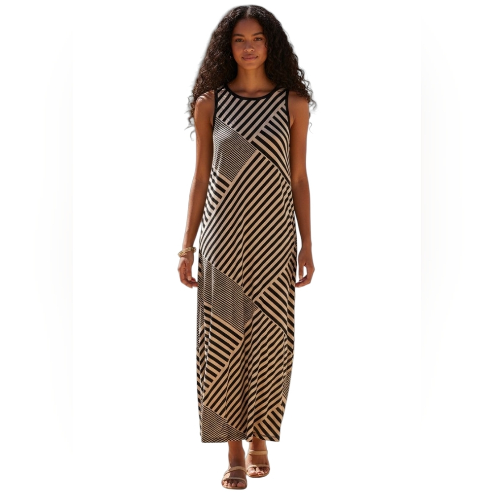 2FOR$30 - FADED GLORY Geometric Black/Tan Sleeveless Maxi, 8-10